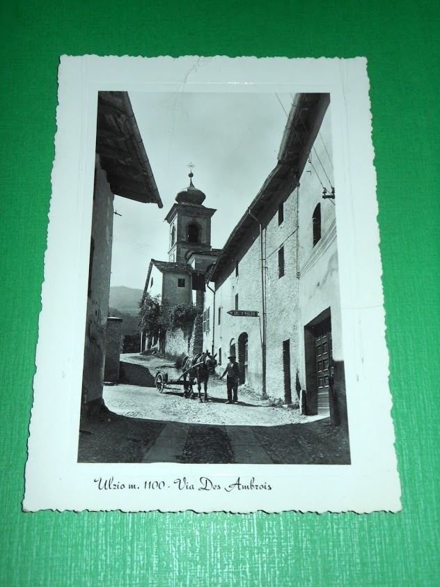 Cartolina Ulzio - Via Des Ambrois 1954.