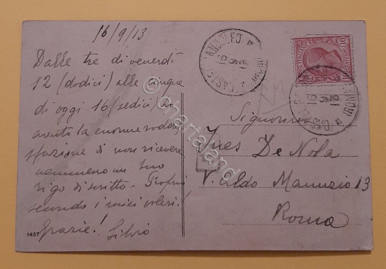 Cartolina Un Pensiero da Castelgandolfo - Villa Gagarine - 1913