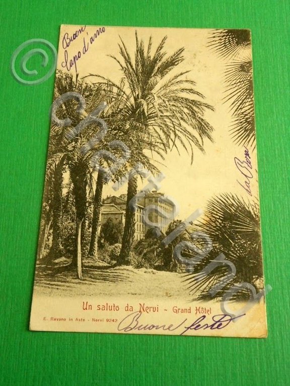 Cartolina Un saluto da Nervi - Grand Hotel 1902