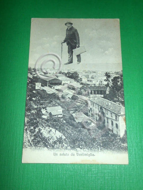 Cartolina Un saluto da Ventimiglia - Scorcio panoramico 1922