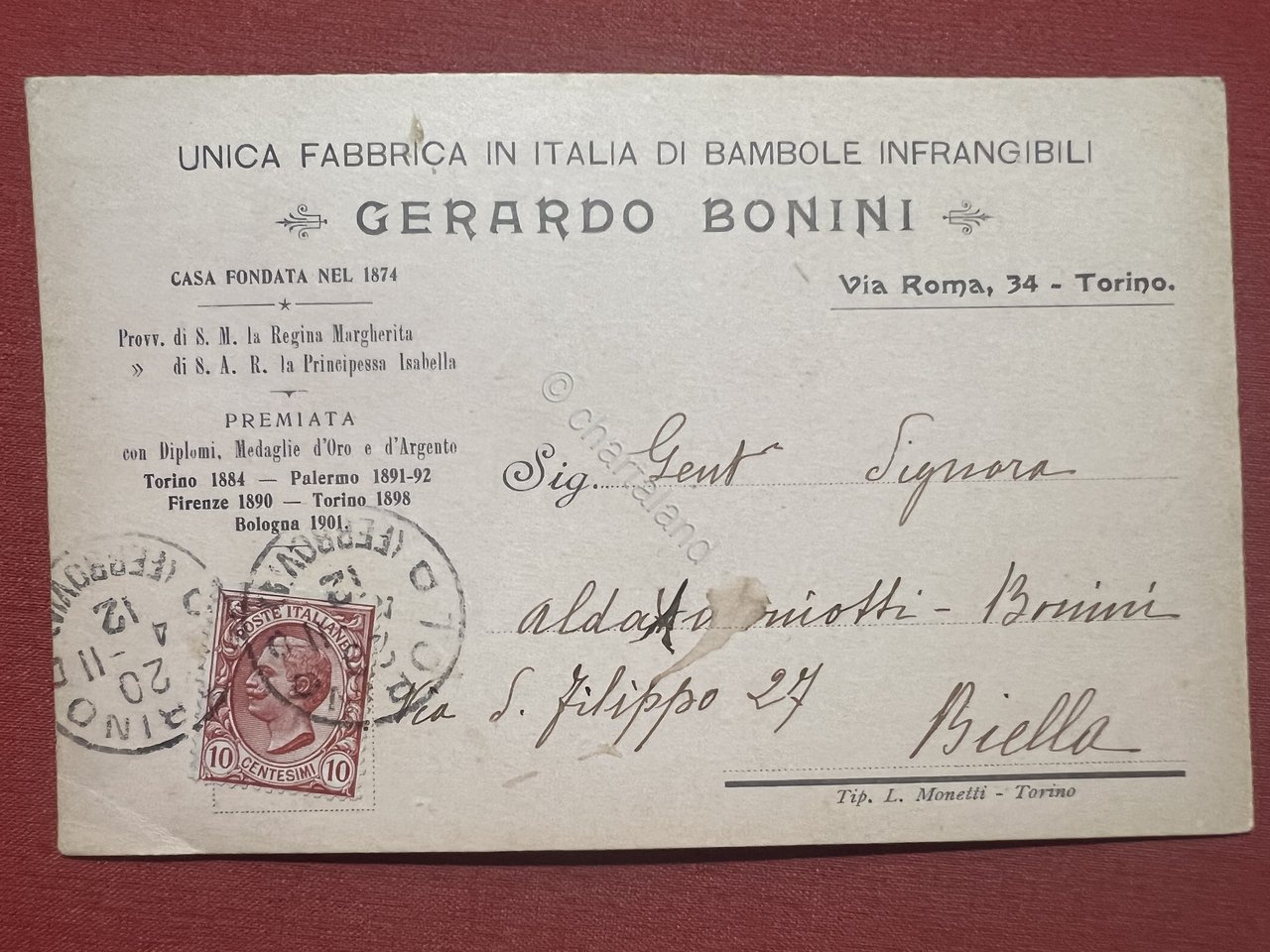 Cartolina Unica Fabbrica in Italia di Bambole Infrangibili - Gerardo … | Immagine principale