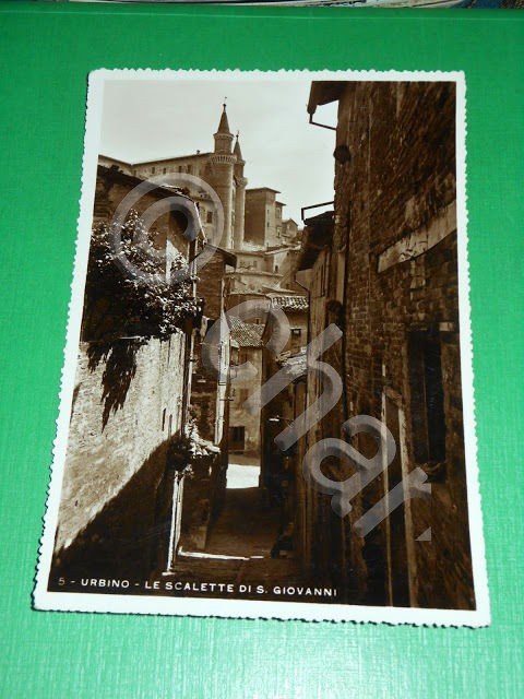 Cartolina Urbino - Le scalette di S. Giovanni 1940 ca