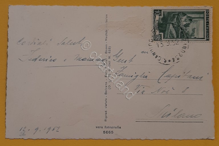 Cartolina Val Pusteria - Casteldarne m. 786 - 1952