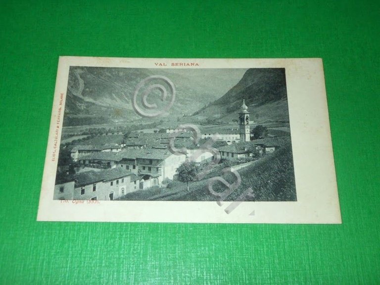 Cartolina Val Seriana - Ogna - Scorcio panoramico 1900 ca