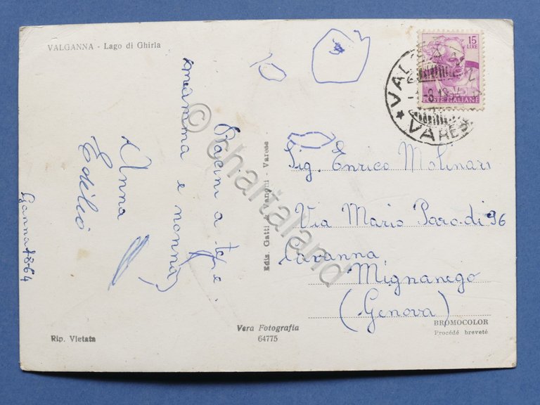 Cartolina Valganna - Lago di Ghirla - 1964