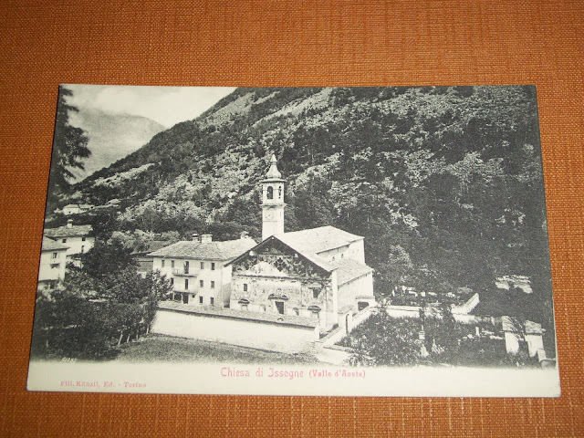 Cartolina Valle d' Aosta - Chiesa di Issogne 1910 ca