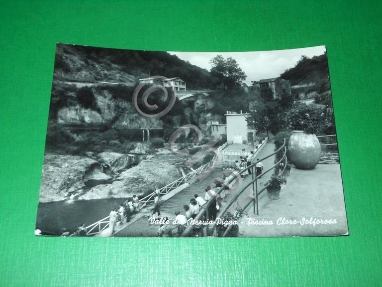 Cartolina Valle del Nervia - Pigna - Piscina cloro-solforosa 1962.