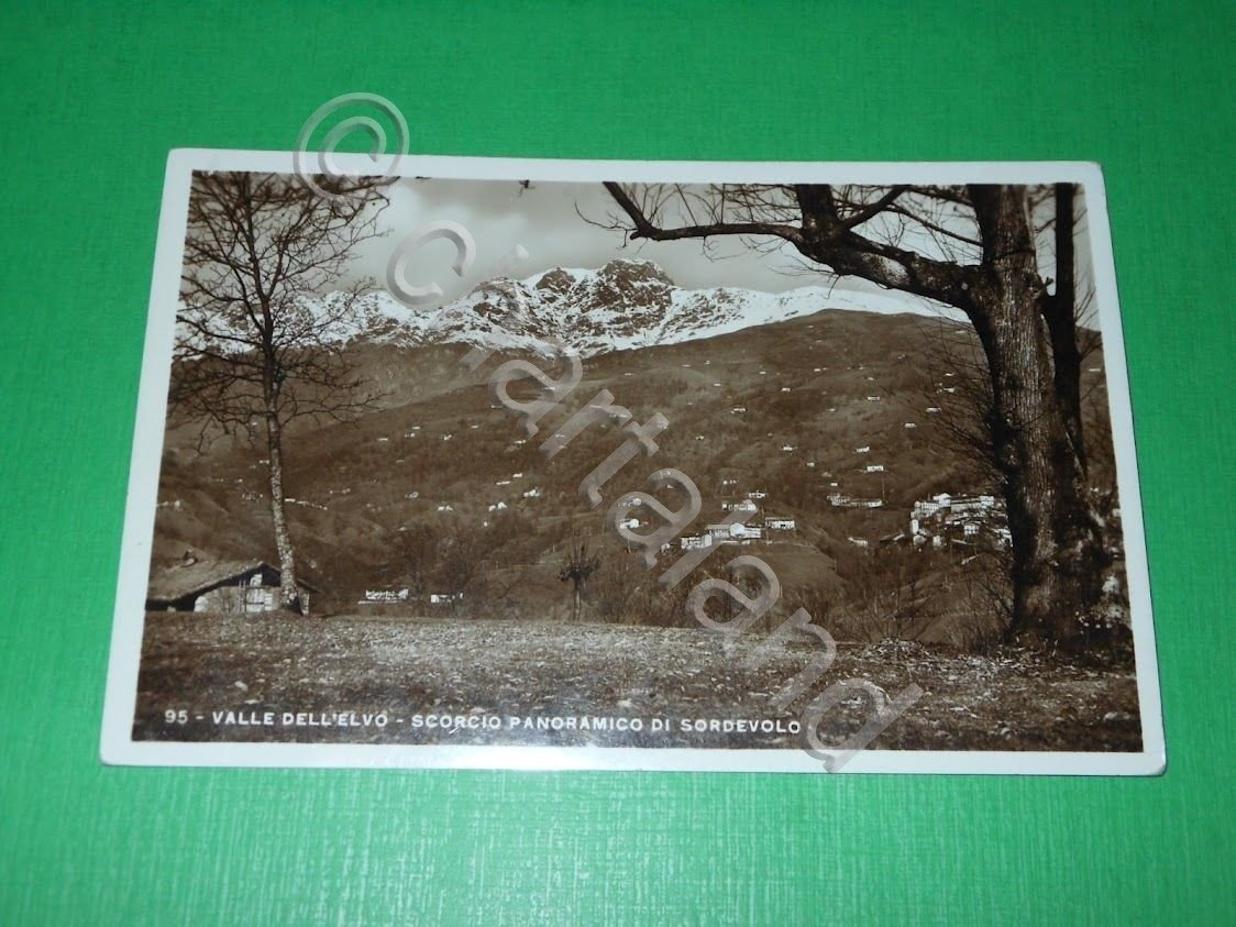 Cartolina Valle dell' Elvo - Scorcio panoramico di Sordevolo 1938.