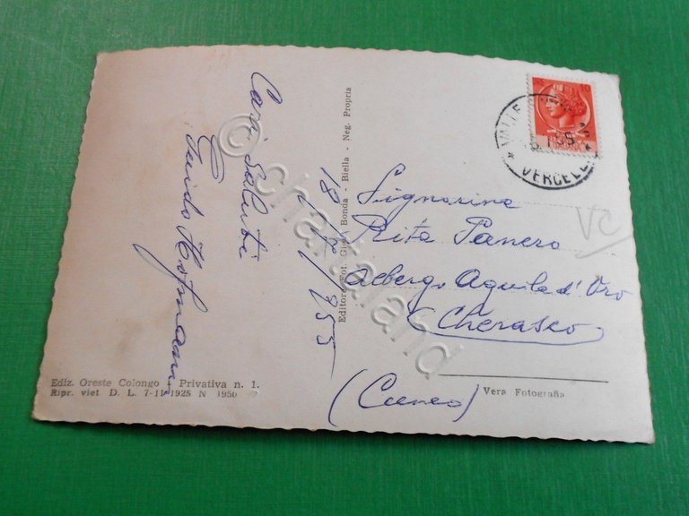 Cartolina Valle S. Nicolao - Villa Colongo 1955.