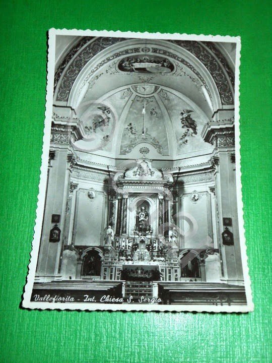 Cartolina Vallefiorita - Interno Chiesa S. Sergio 1956