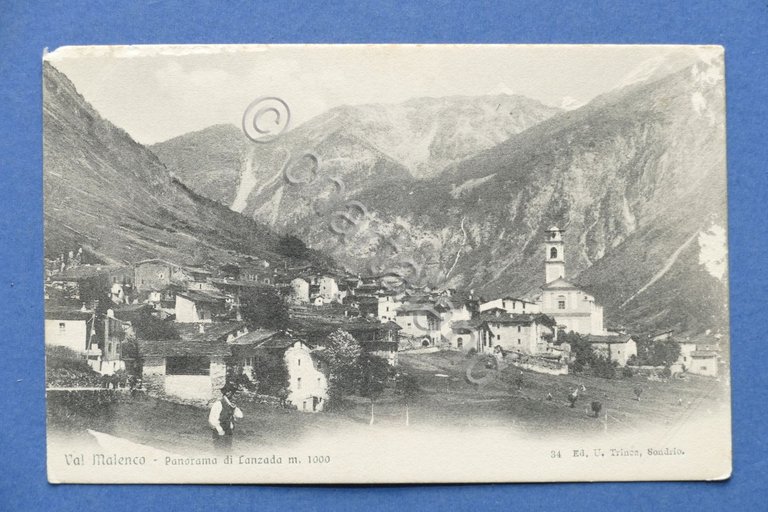 Cartolina Valmalenco - Panorama di Lanzada - 1915 ca.