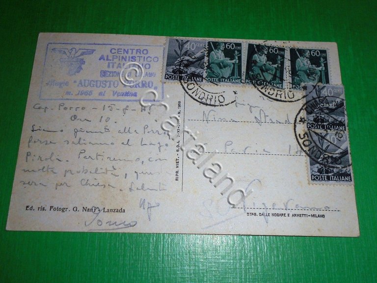 Cartolina Valmalenco - Rifugio Augusto Porro - Alpe Ventina 1946