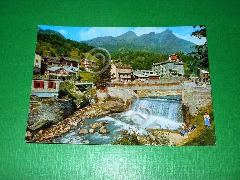 Cartolina Valsesia - Alagna - Ponte sul fiume Sesia 1971