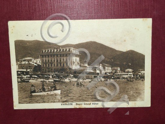 Cartolina Varazze - Bagni Grand Hotel - 1929