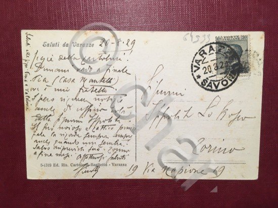 Cartolina Varazze - Bagni Grand Hotel - 1929