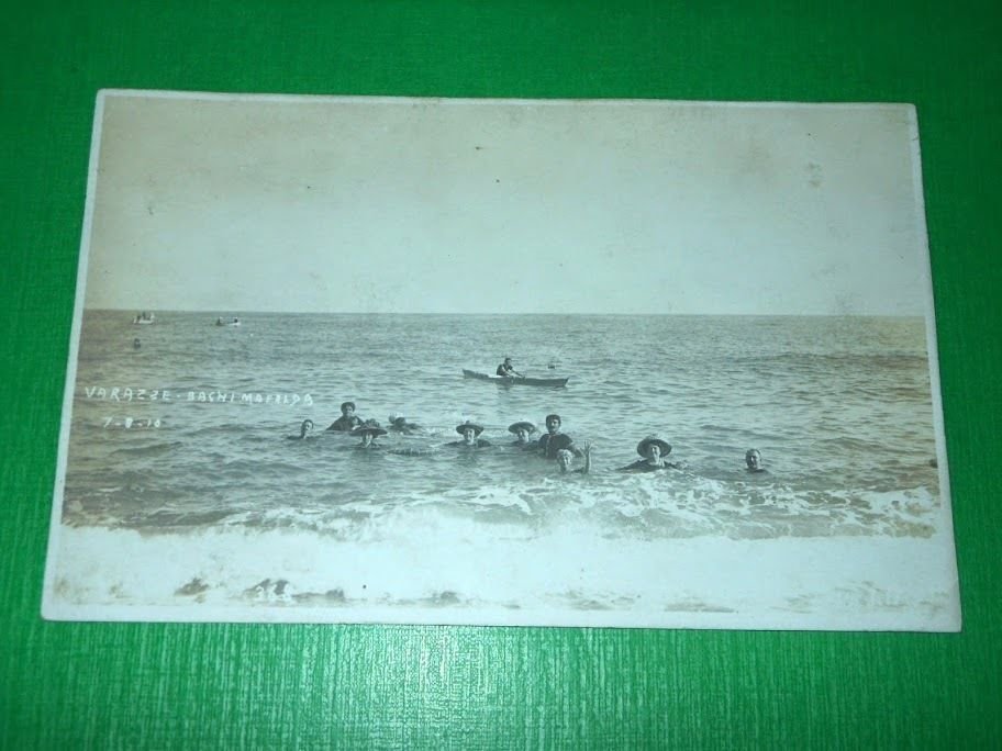 Cartolina Varazze - Bagni Mafalda - Fotografia di gruppo 1910 …