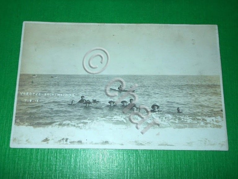 Cartolina Varazze - Bagni Mafalda - Fotografia di gruppo 1910 …