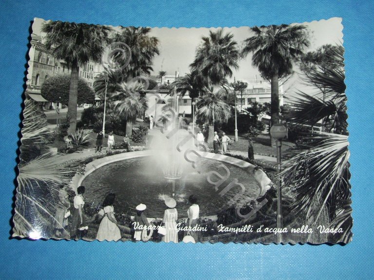 Cartolina Varazze - Giardini - La vasca 1958
