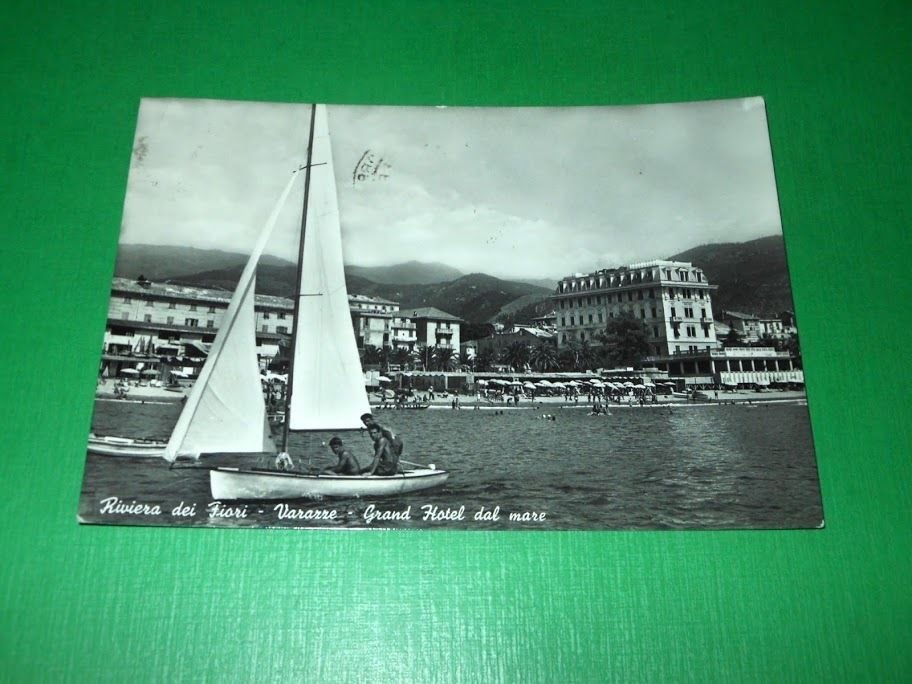 Cartolina Varazze - Grand Hotel dal mare 1958.