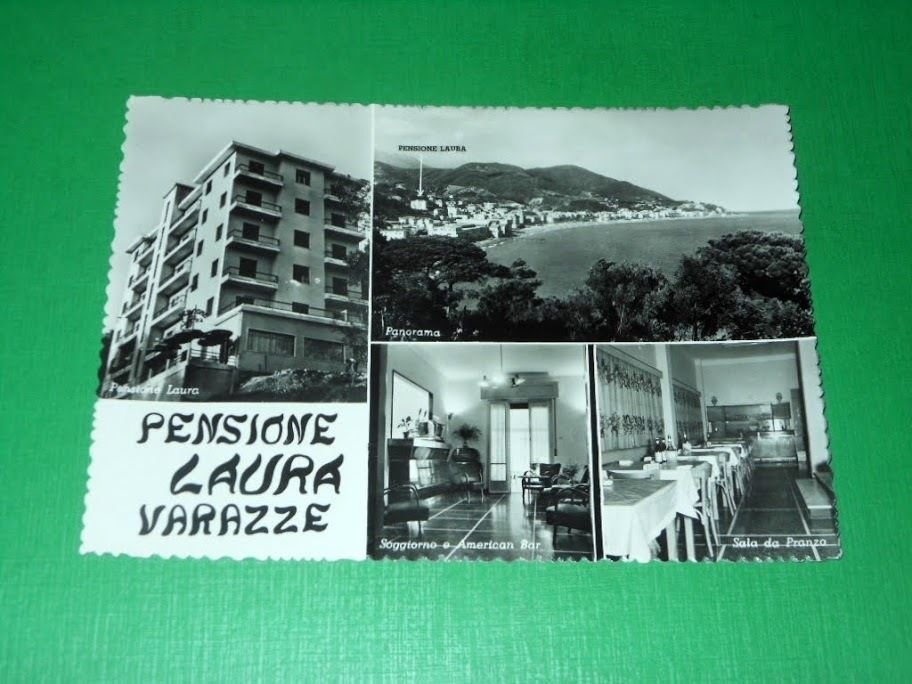 Cartolina Varazze - Pensione Laura - Vedute diverse 1955 ca.