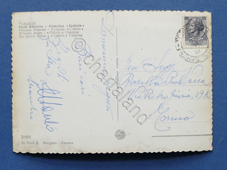 Cartolina Varazze - Piani d'Invrea - Camping Cabiria - 1959 | Immagine Gallery 4