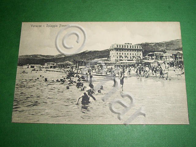 Cartolina Varazze - Spiaggia Ponente 1920 ca
