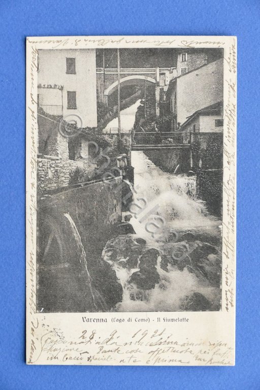 Cartolina Varenna - Il Fiumelatte - 1921.