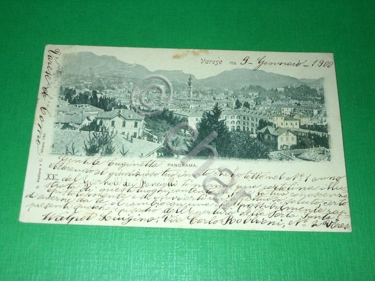 Cartolina Varese - Panorama 1900.