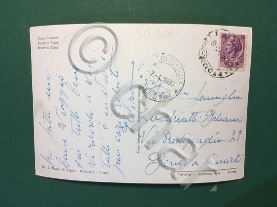 Cartolina Vasto - Piazza Rossetti - 1960