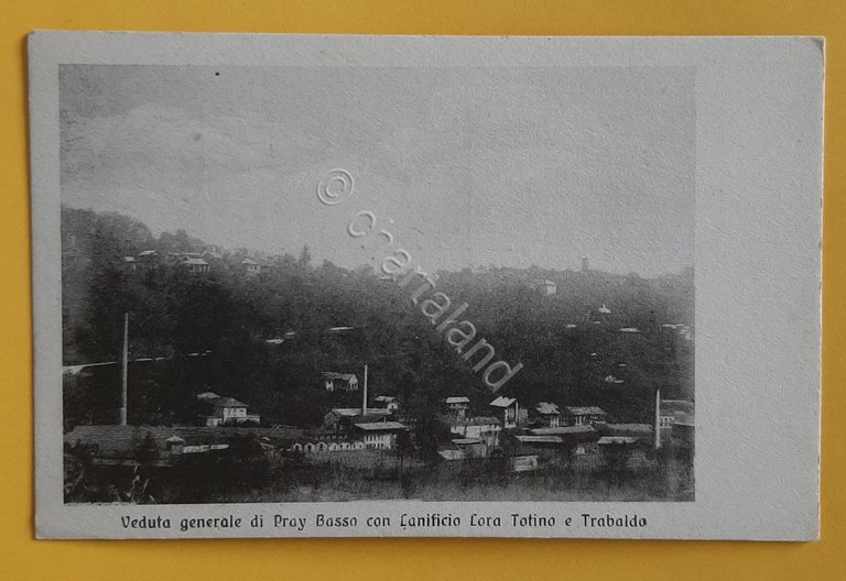 Cartolina Veduta generale di Pray Basso con Lanificio Lora Totino …