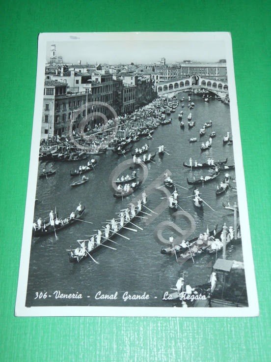 Cartolina Venezia - Canal Grande - La Regata 1956