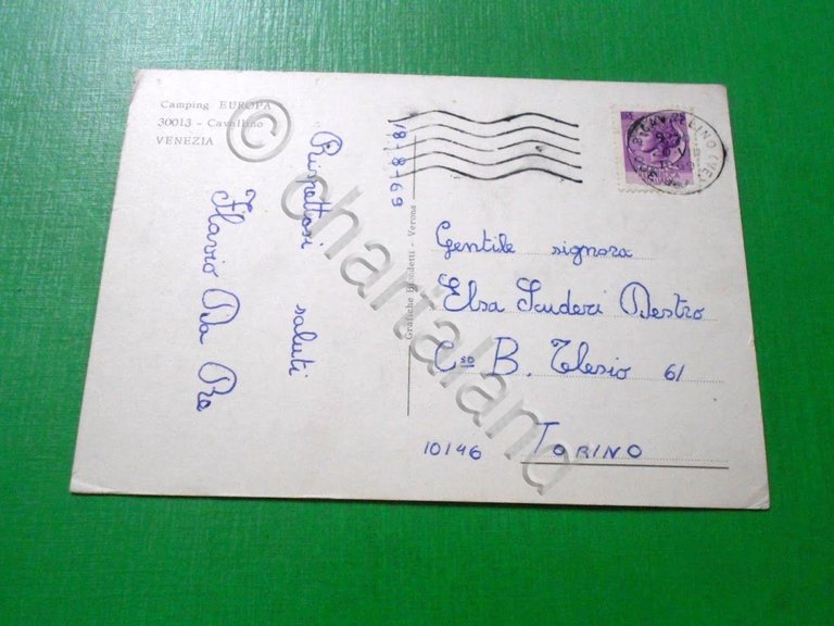 Cartolina Venezia - Cavallino - Camping Europa 1969.