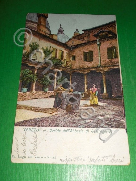 Cartolina Venezia - Cortile dell' Abbazia di S. Gregorio 1904.