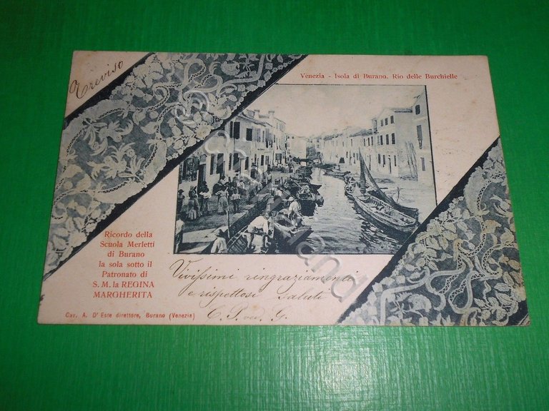 Cartolina Venezia - Isola di Burano - Ricordo della Scuola …