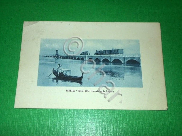 Cartolina Venezia - Ponte della Ferrovia sulla Laguna 1909 ca.