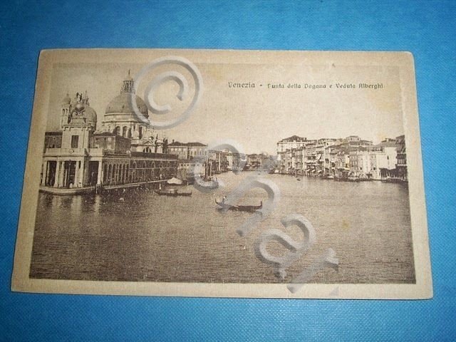 Cartolina Venezia - Punta della Dogana e Alberghi 1919.