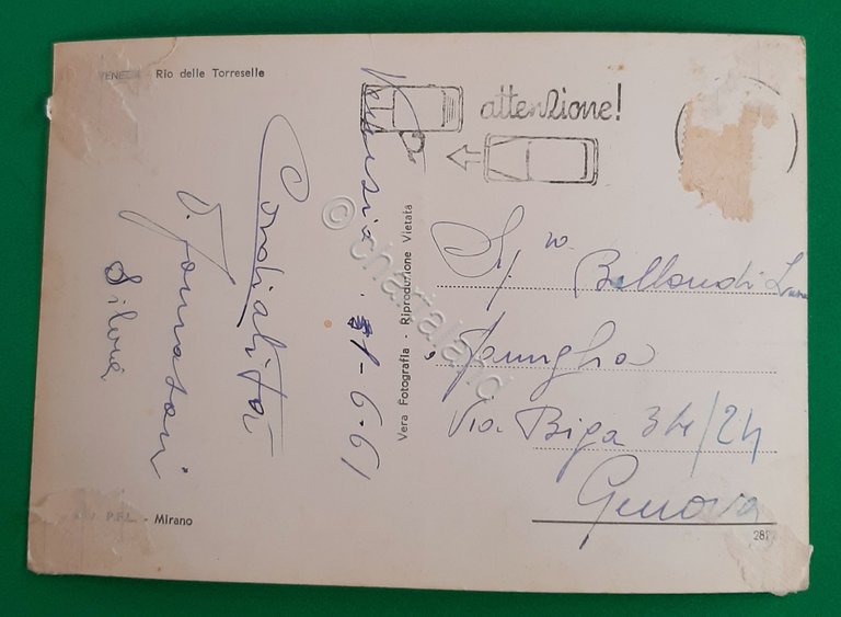 Cartolina Venezia - Rio delle Torreselle - 1961