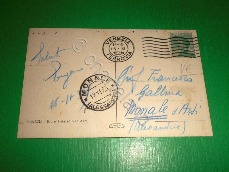 Cartolina Venezia - Rio e Palazzo Van Axel 1925