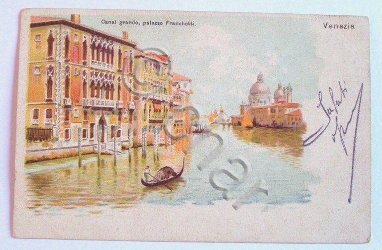 Cartolina Venezia Canal Grande Palazzo Franchetti 1904