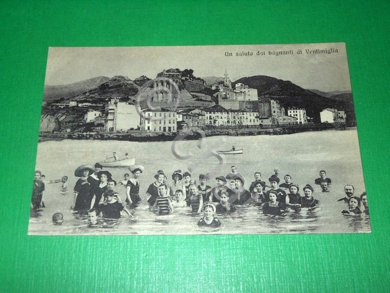 Cartolina Ventimiglia -- Un saluto dai bagnanti 1910 ca | Immagine Gallery 2