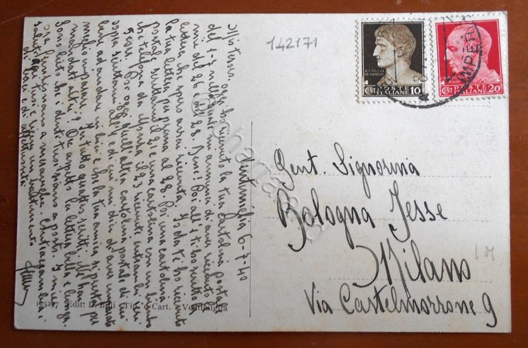 Cartolina Ventimiglia - panorama con veduta di Bordighera - 1940