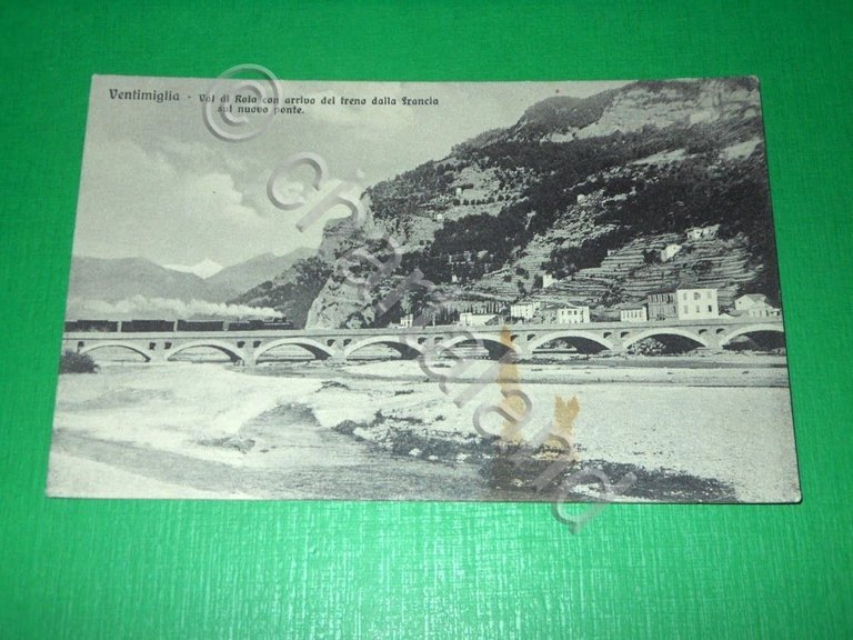Cartolina Ventimiglia - Val di Roia con arrivo del treno …