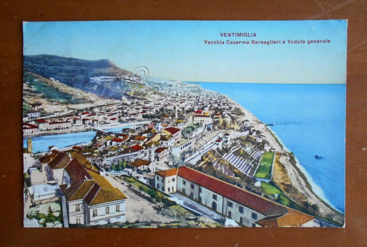 Cartolina Ventimiglia - Vecchia Caserma Bersaglieri e Veduta generale - …