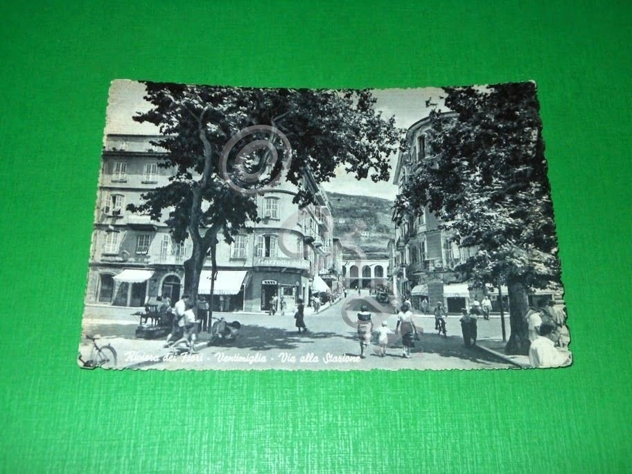 Cartolina Ventimiglia - Via alla Stazione 1955 ca.
