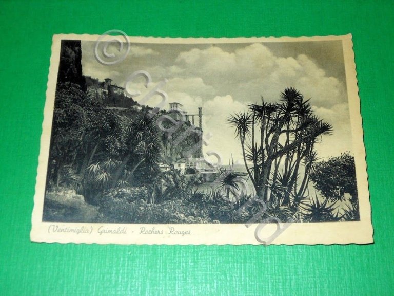 Cartolina ( Ventimiglia ) Grimaldi - Rochers Rouges 1939