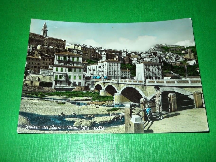 Cartolina Ventimiglia vecchia - Scorcio panoramico 1957.