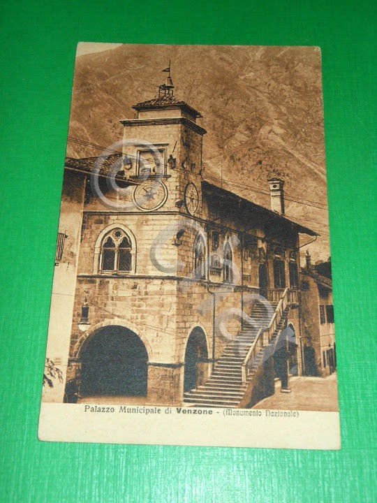 Cartolina Venzone ( Udine ) - Palazzo Municipale 1919 ca..