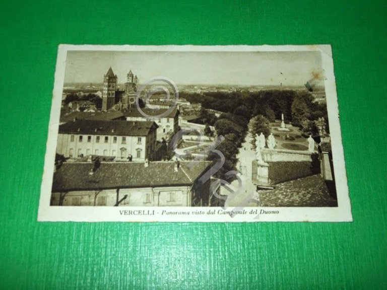 Cartolina Vercelli - Panorama visto dal Campanile del Duomo 1937.