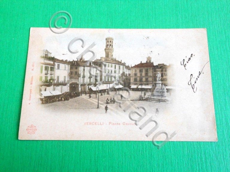 Cartolina Vercelli - Piazza Cavour 1910 ca