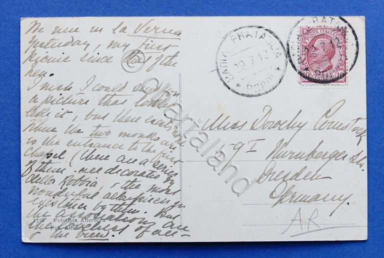 Cartolina Verna - Piazzale detto del Quadrante con la Chiesa …